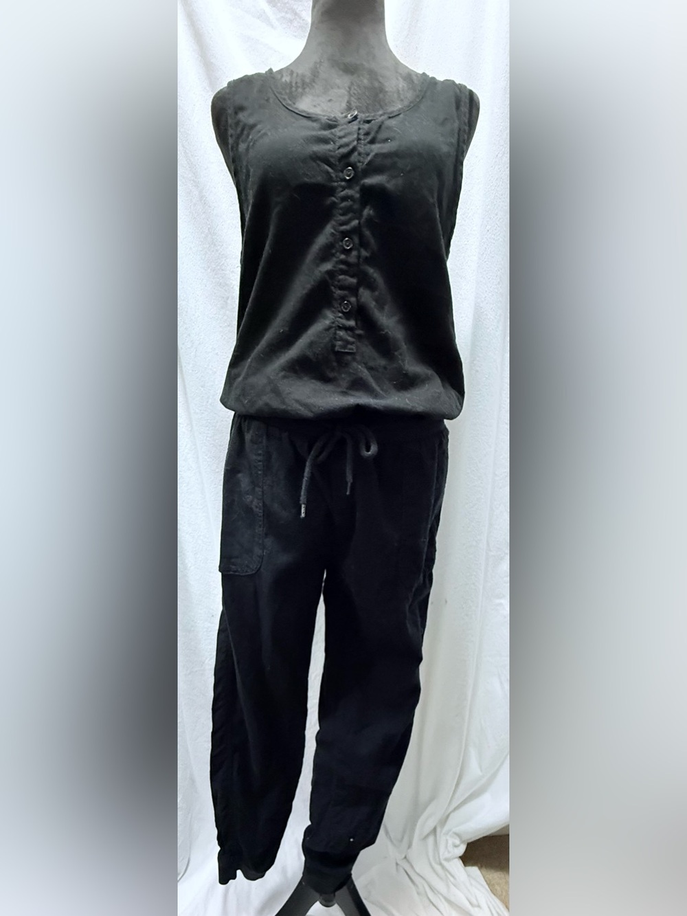 Triple Five Soul Black Drawstring Jumpsuit
